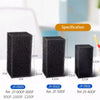 Three black high-density bio sponge filter media blocks shown with dimensions for different model numbers.