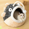 Cozy Cave Cat Bed with Lantern Fish Design