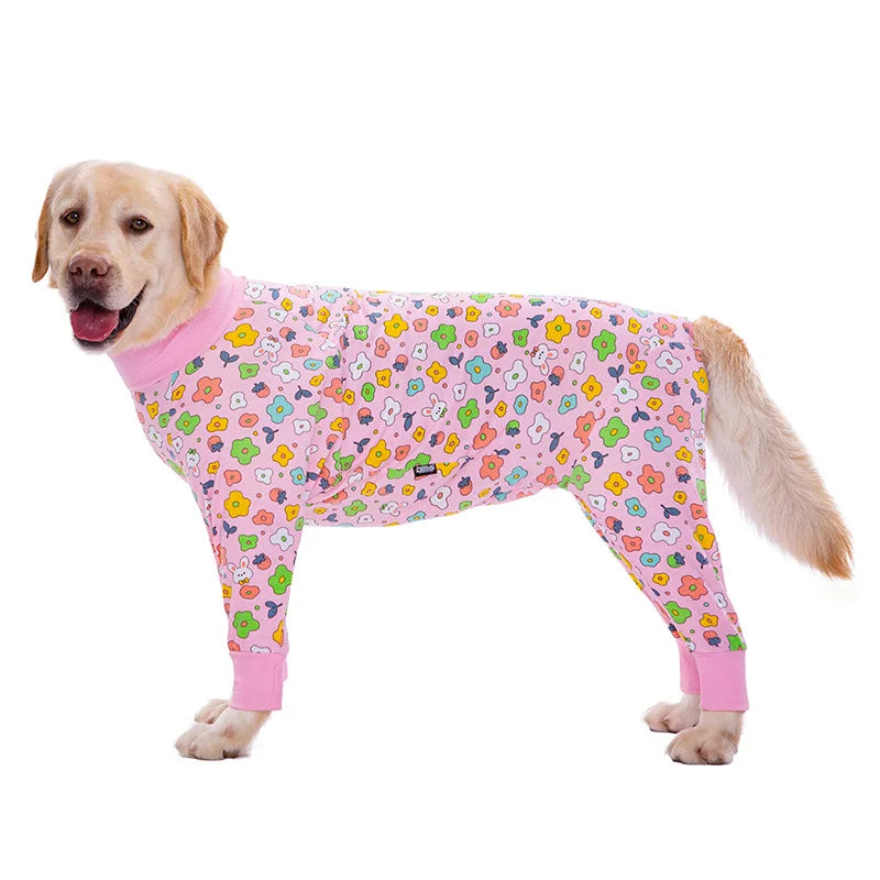 Cartoon Print Cotton Pajamas for Medium and Large Dogs