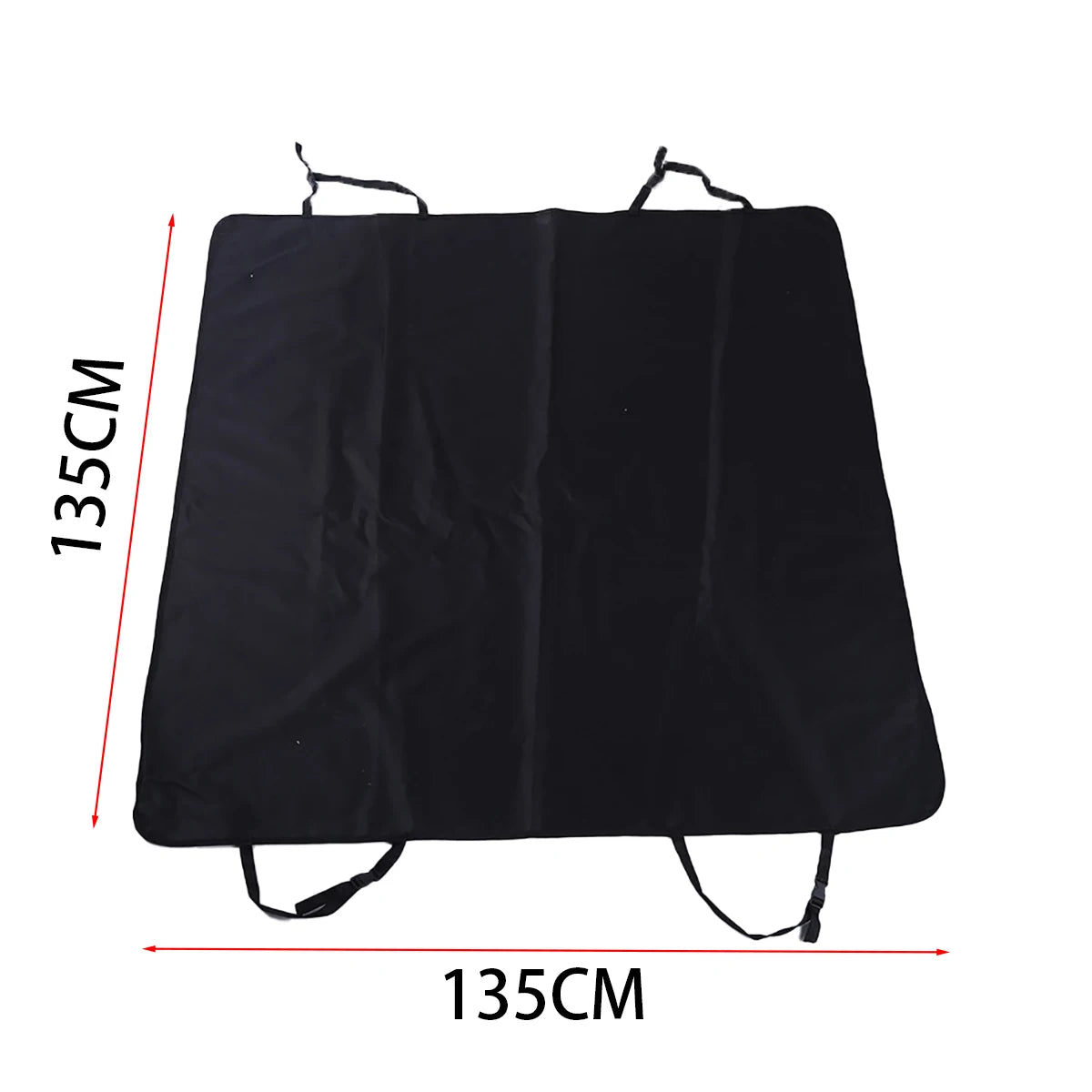 Black waterproof dog car seat hammock with dimensions 135cm by 135cm