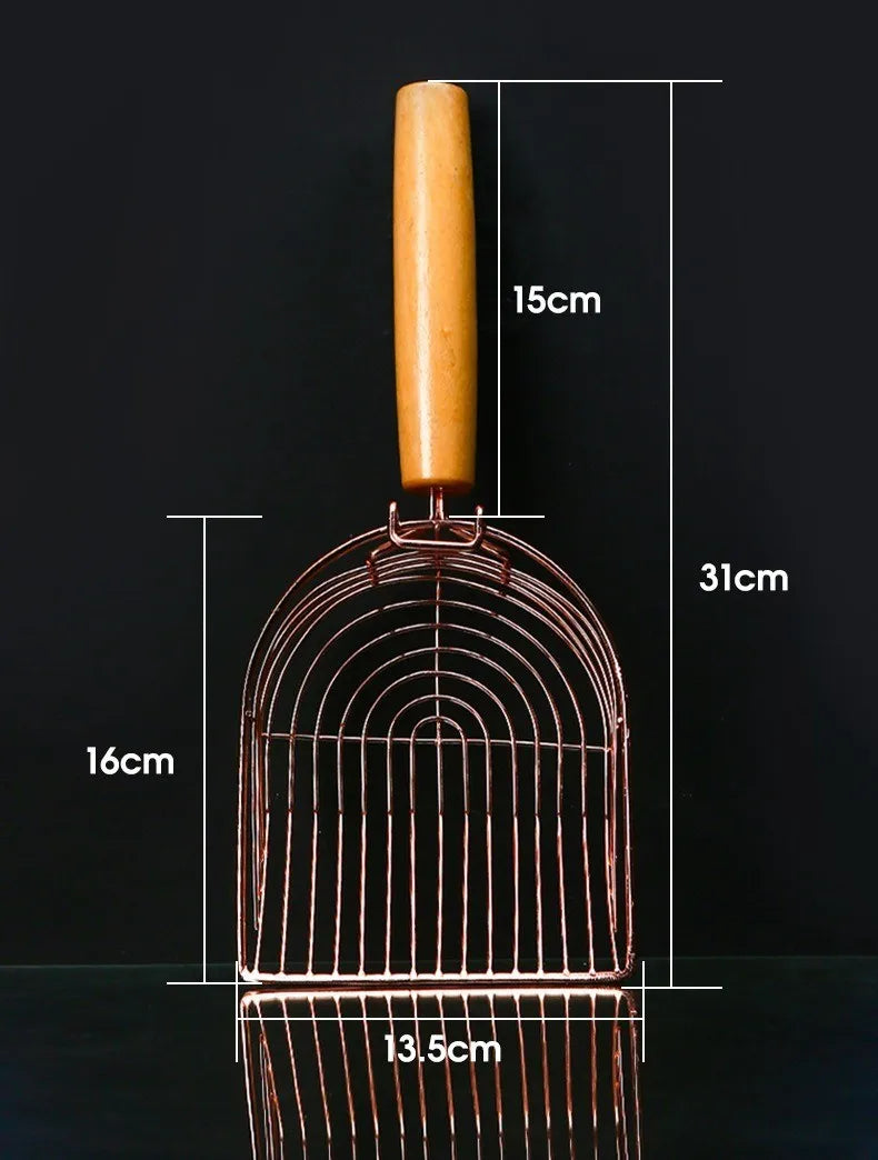 Pala para arena de gatos de acero inoxidable con gancho colgante