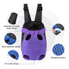 Purple breathable mesh pet carrier backpack with extended shoulder straps and tail outlet design