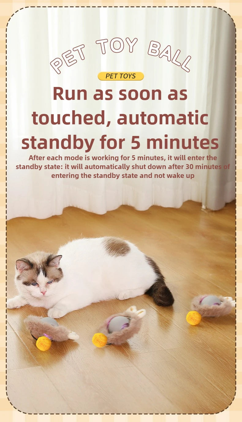 Interactive Automatic Rolling Cat Toy with Tail