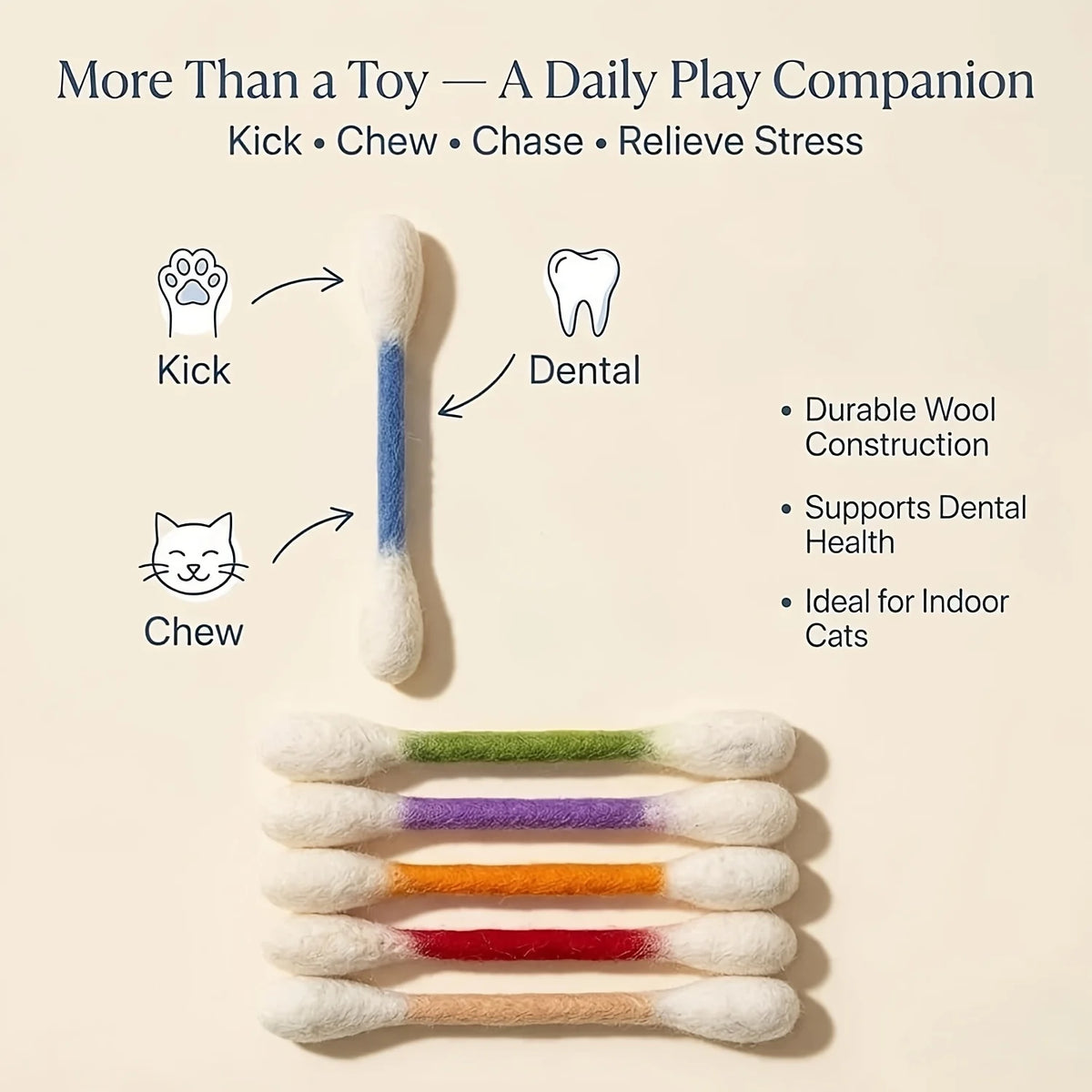 Cat Teaser Wand Set with Replacement Fleece Tops
