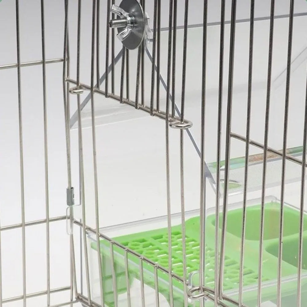 Hanging Parrot Feeder with Pull-Out Bath and Transparent Design
