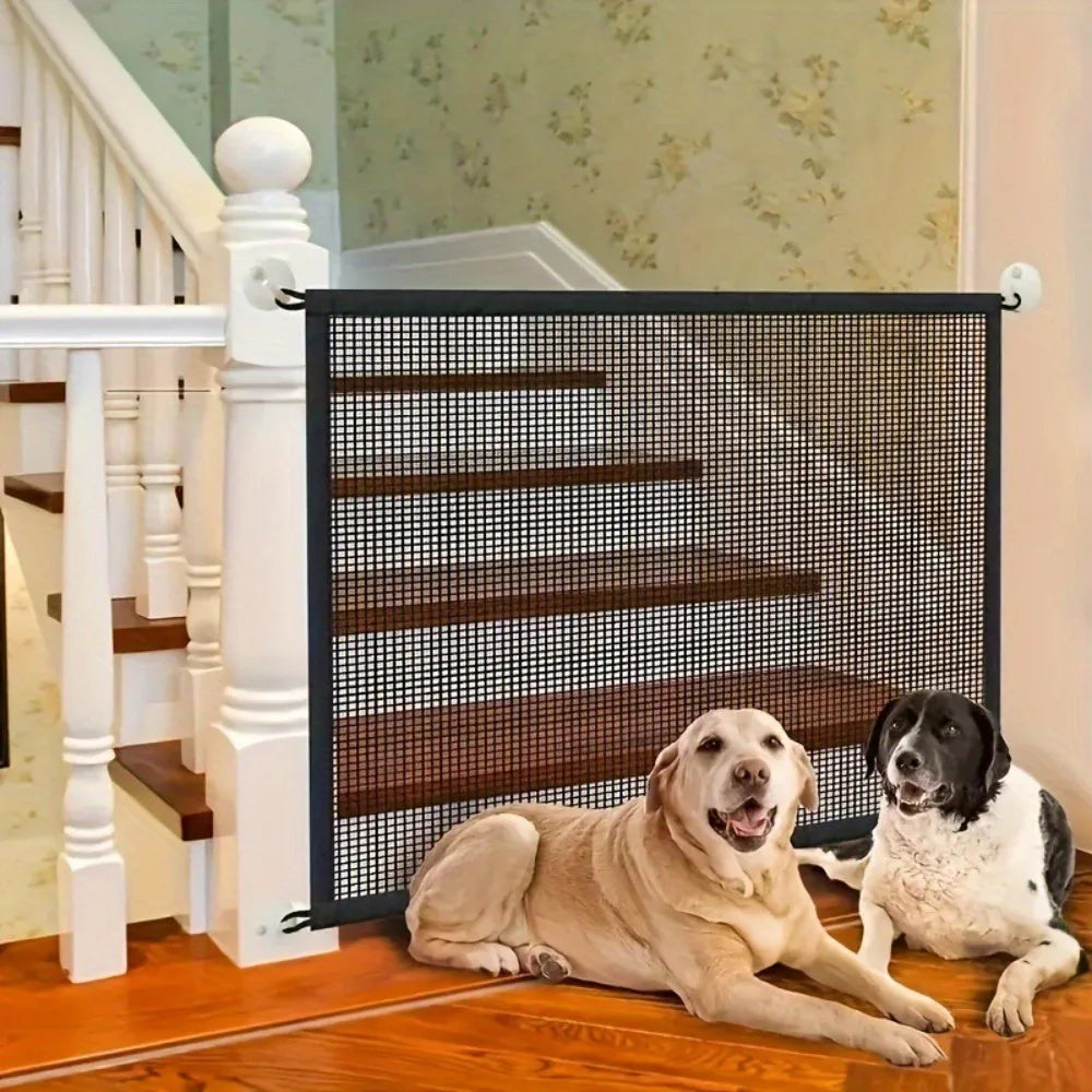 Foldable Mesh Pet Safety Gate with Hooks