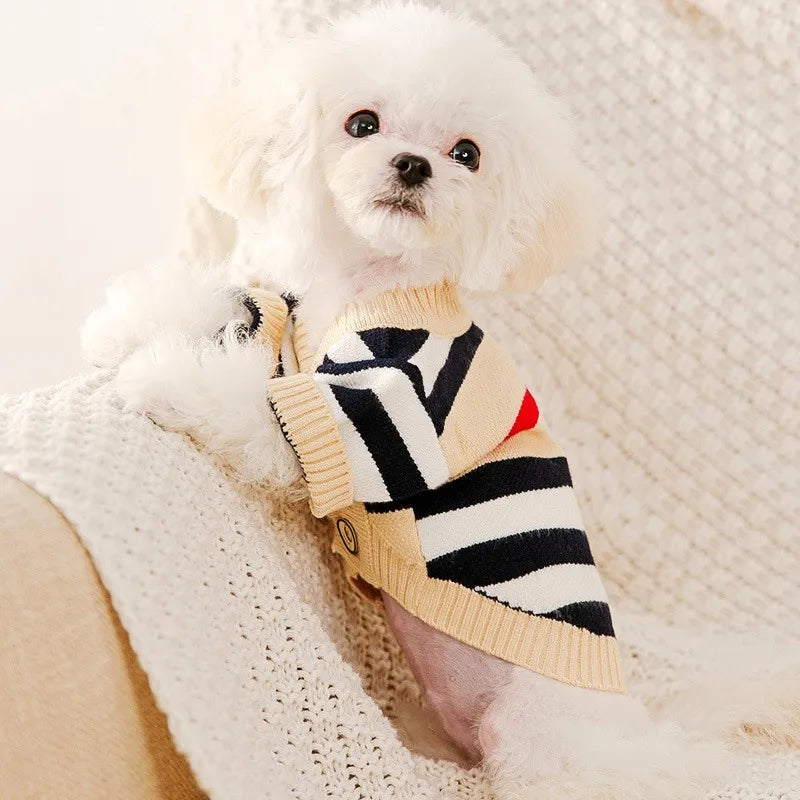 Adorable Bear Pattern Knitted Cardigan for Small Dogs and Cats