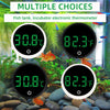 A digital fish tank incubator thermometer displaying 30.8°C and 82.3°F in a natural aquatic environment.