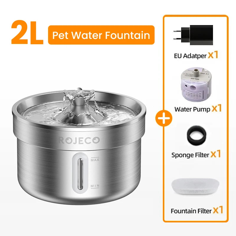 Fuente de Agua para Mascotas de Acero Inoxidable