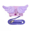 Purple cartoon escape-proof pet harness with a purple leash and pink fabric.