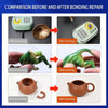 Comparison showing before and after bonding repair of various items using cyanoacrylate adhesive