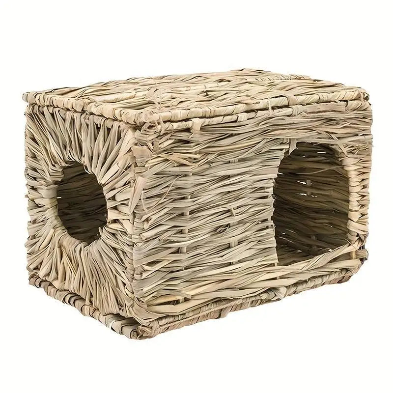 Abri pliable en herbe tressée pour petits animaux
