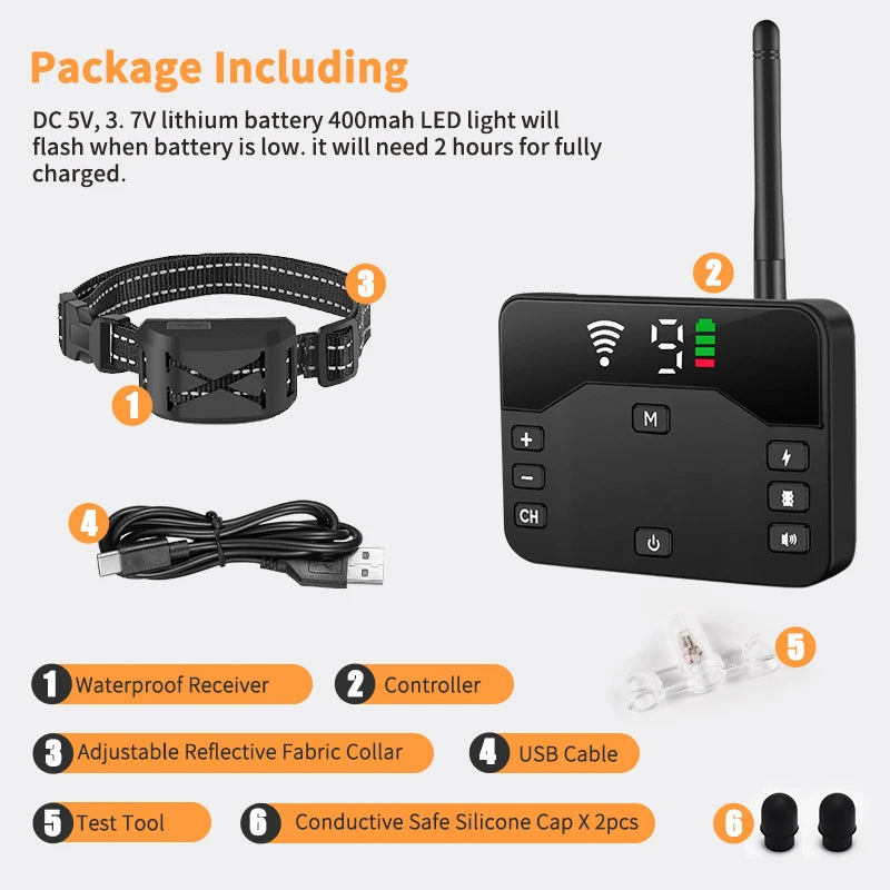 2-in-1 Wireless Dog Training Collar with Remote and Electric Fence