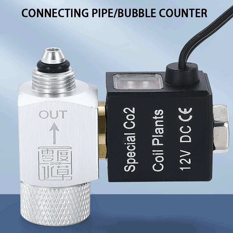 Connecting pipe/bubble counter featuring a silver output fitting and a black coil plant unit.