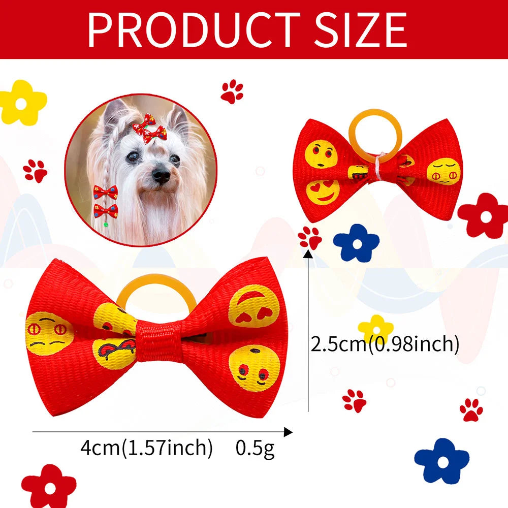 Pet Hair Bows with Rubber Bands - Assorted Styles for Small Dogs and Cats