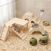 L-Shaped Wooden Hamster Platform with Stairs