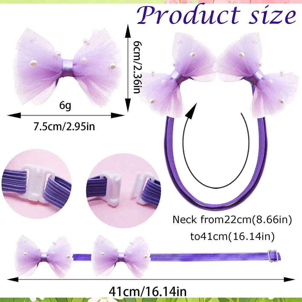 Handmade Pet Hair Bows – Adjustable Multi-Style Cloth Bows for Dogs and Cats