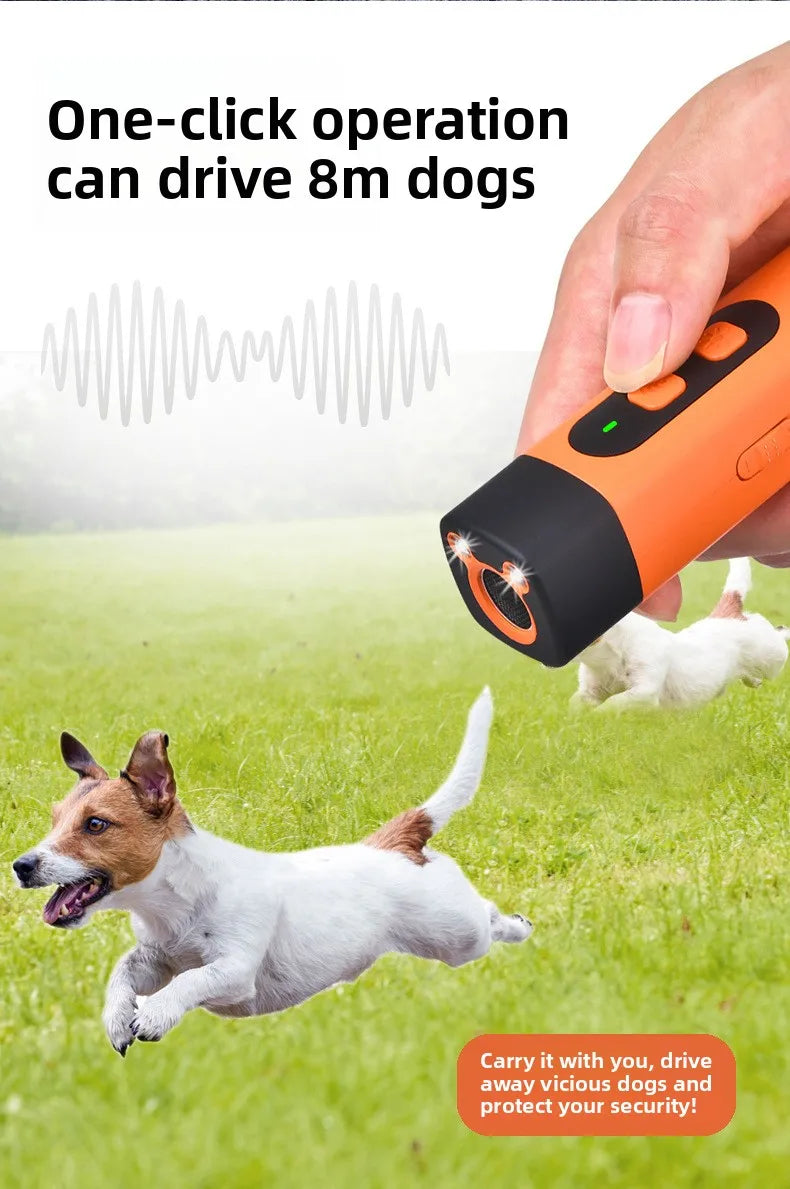 Rechargeable Ultrasonic Dog Deterrent with LED Flashlight