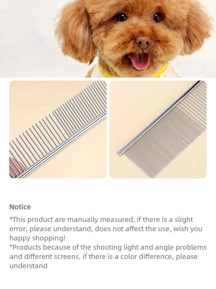 Peine de Estilismo para Mascotas de Acero Inoxidable Doble Cara