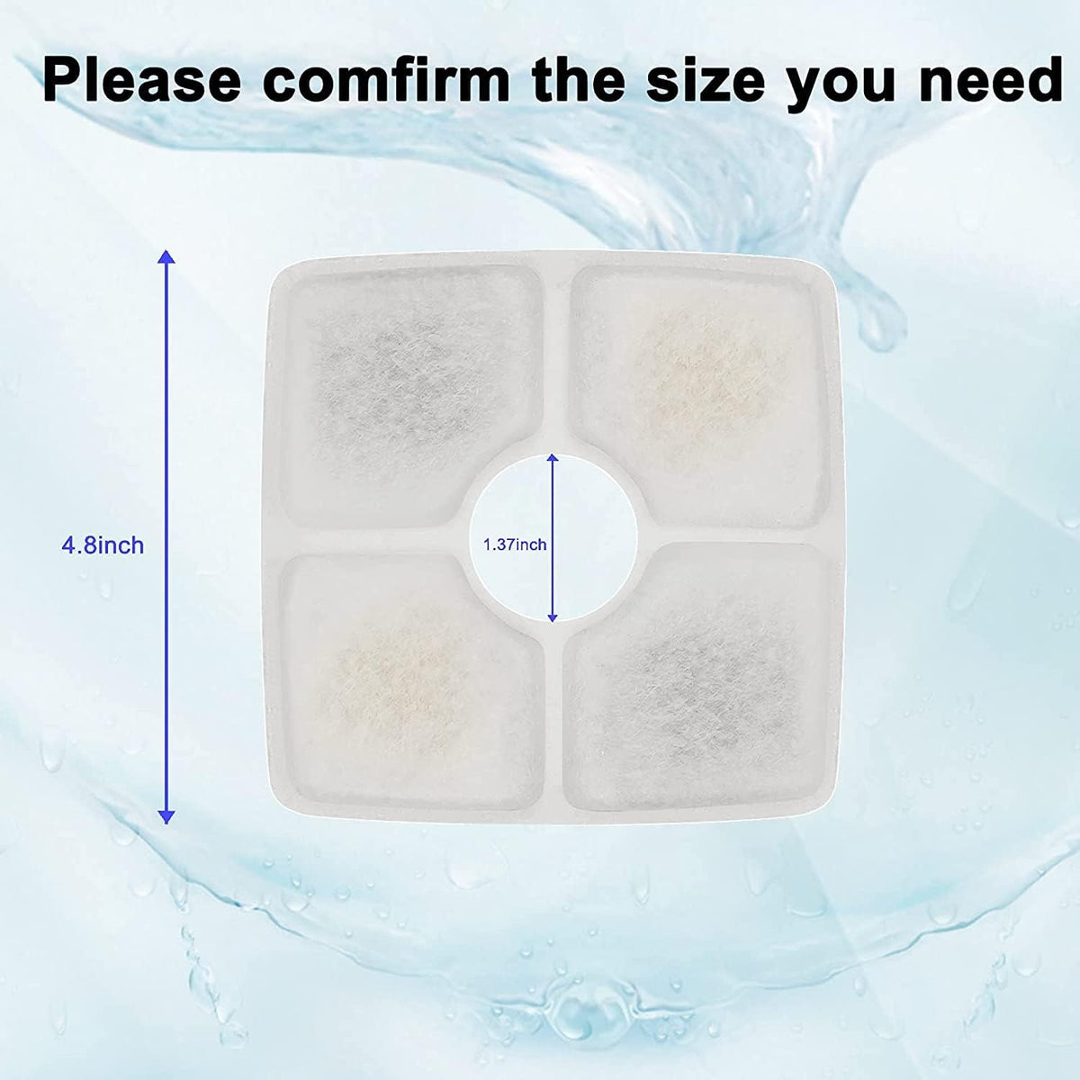 Cat Water Fountain Replacement Filters with Activated Carbon – 3-Layer Filtration for Clean, Fresh Water