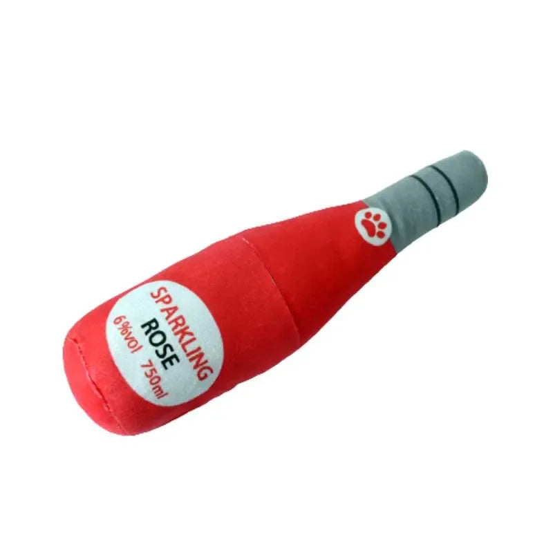 Fun Plush Bottle-Shaped Dog Toys with Squeakers