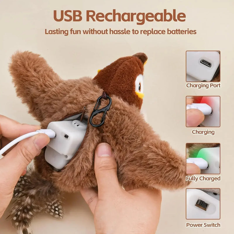Rechargeable Flapping Bird Cat Toy with Catnip