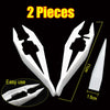 A set of two white precision tweezers for use in beadwork or crafting.