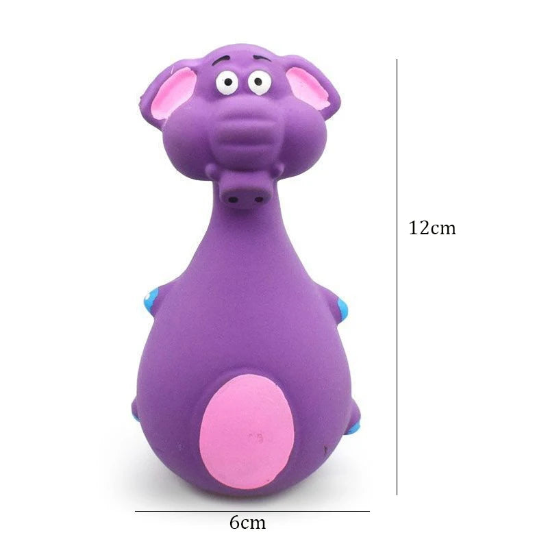 Latex Dog Toy Squeaky Elephant Cow Rubber Interactive Chew Toy