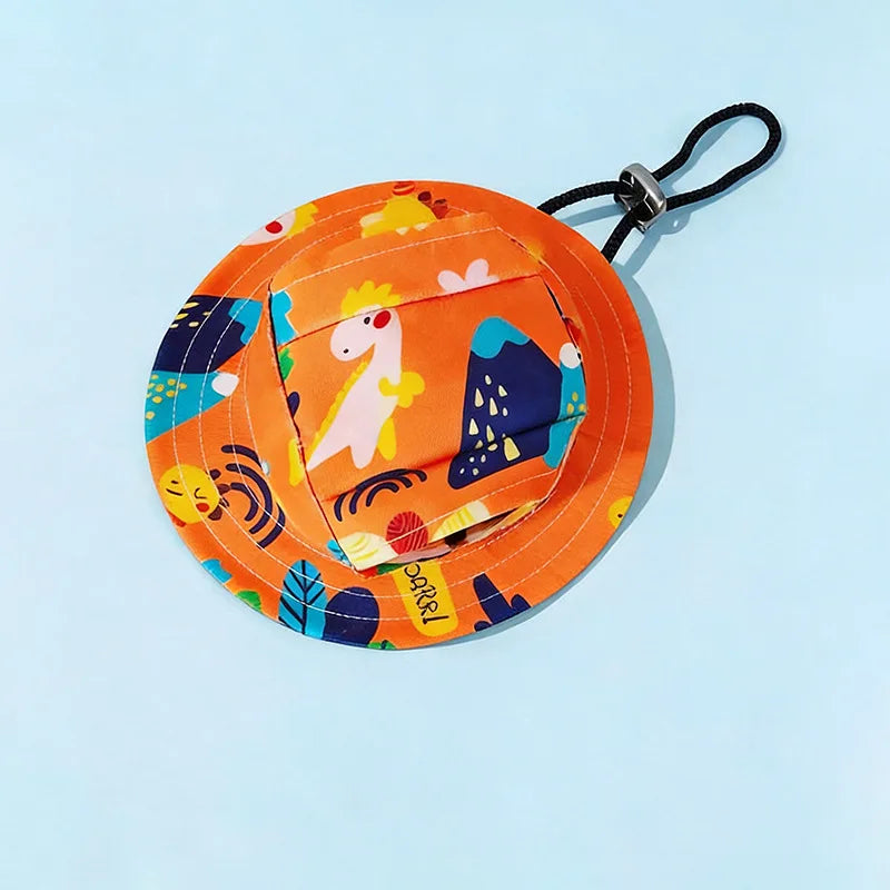Adjustable Pet Bucket Hat with Ear Openings for Sun Protection