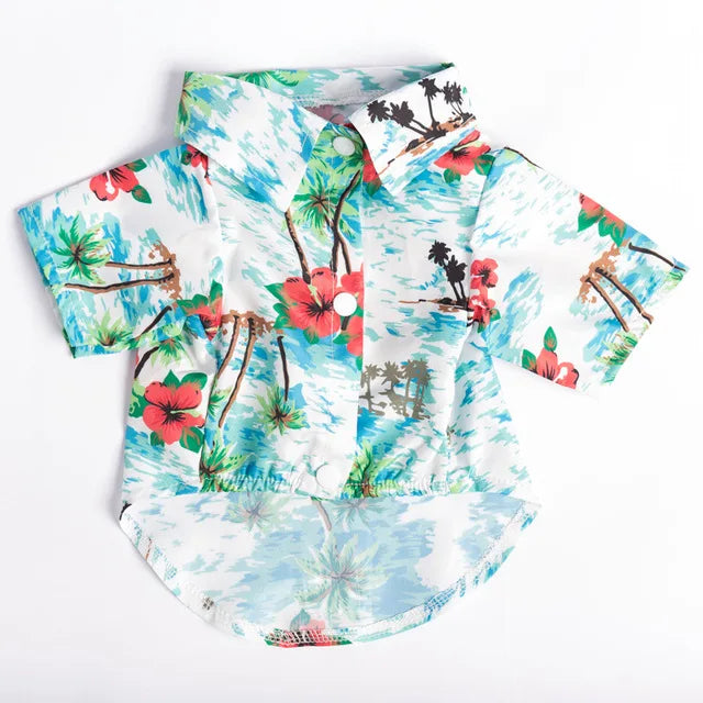 Hawaiian Leaf Print Summer Shirt for Small Dogs & Cats