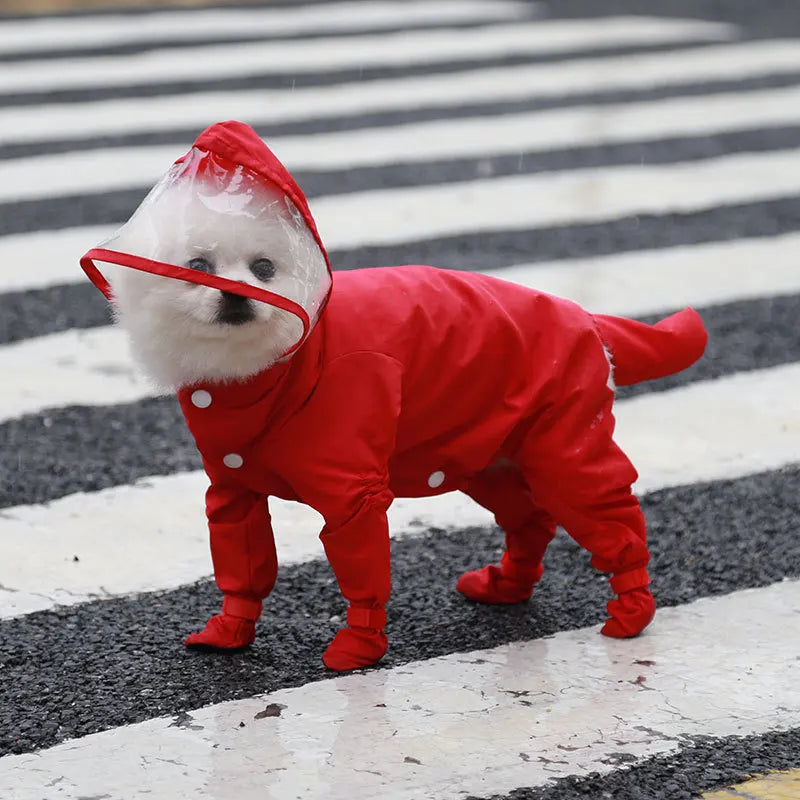 All-in-One Waterproof Dog Raincoat with Full Leg Coverage