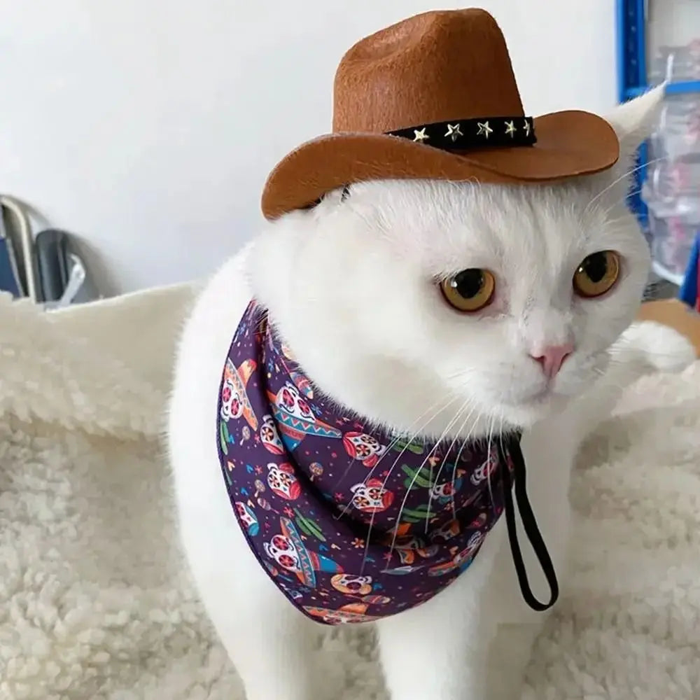 Adjustable Pet Cowboy Hat for Small Dogs and Cats