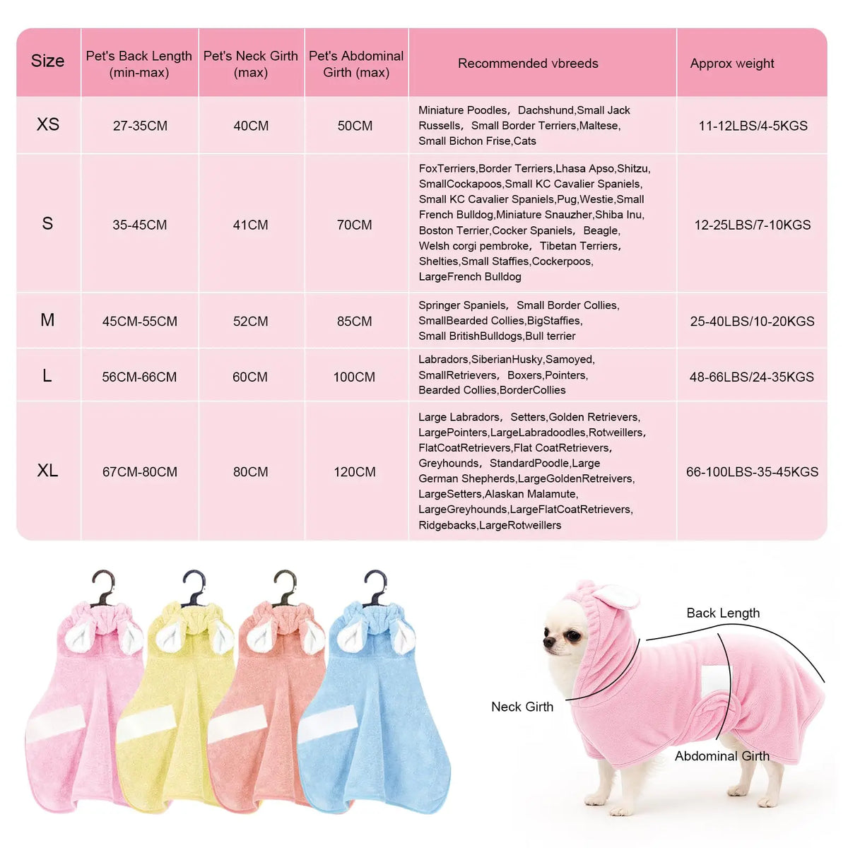 Adjustable Hooded Pet Bathrobe – Quick-Dry Microfiber Dog & Cat Towel
