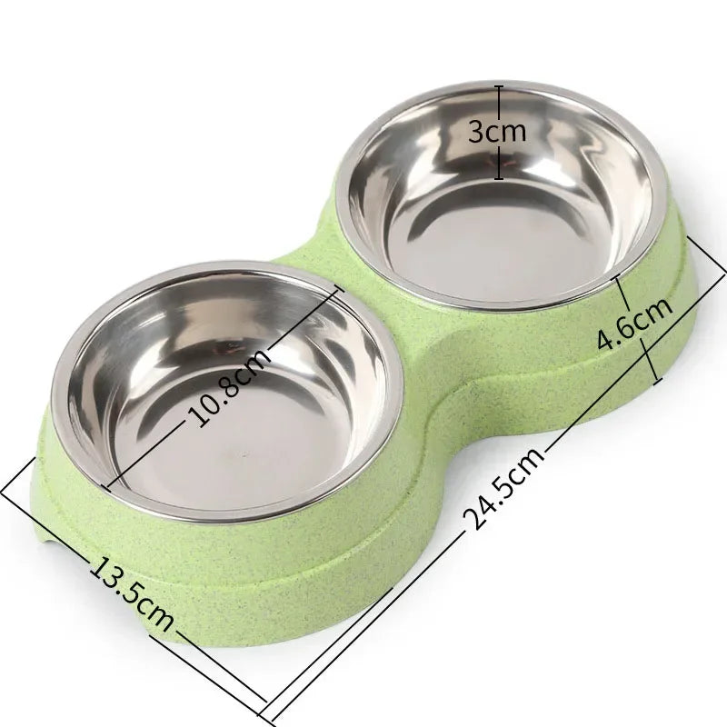 Double Dog Bowl Set with Anti-Slip Silicone Mat