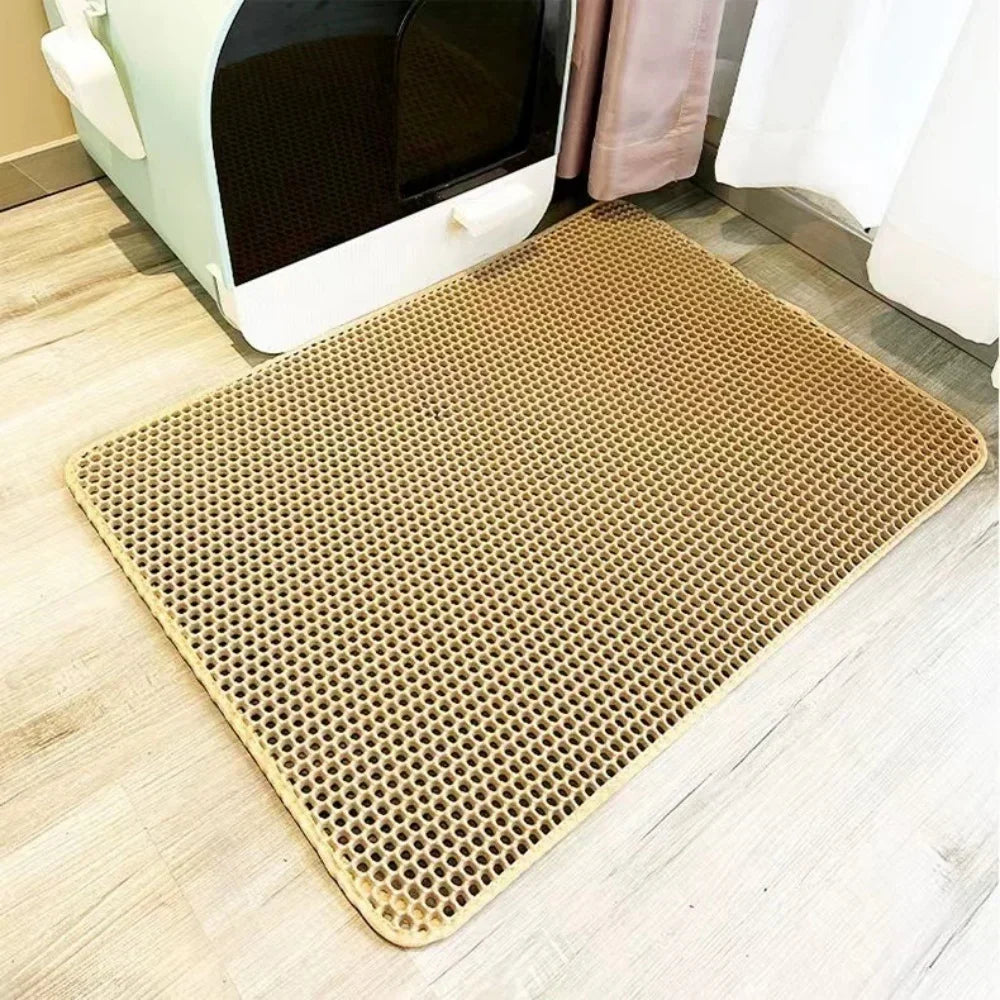 Double-Layer Waterproof Cat Litter Mat with Non-Slip Base