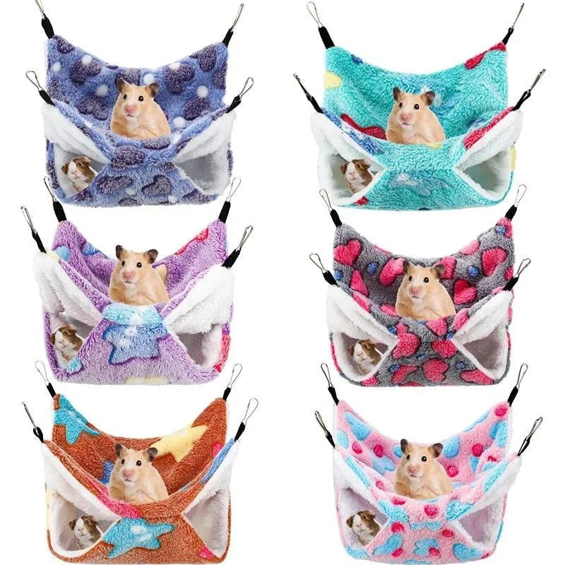 Double Layer Fleece Hanging Hammock Bed for Small Pets