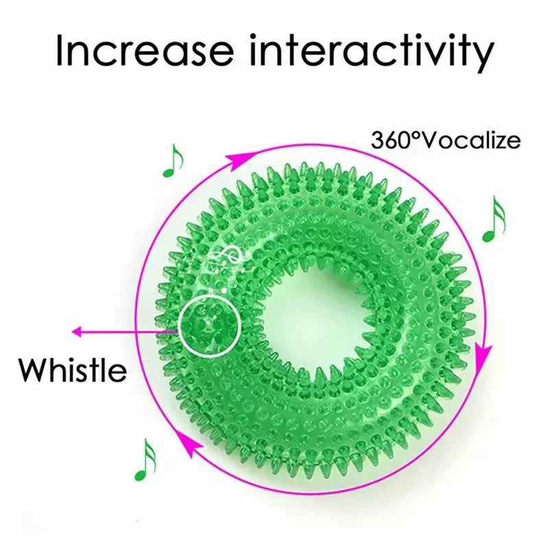 Bite-Resistant Squeaky Dog Chew Toy with Spiky Teething Ring