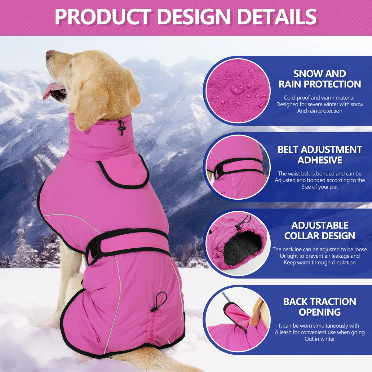 Reflective Dog Coat with Adjustable Fit