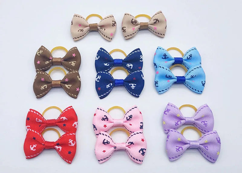 Pet Hair Bows with Elastic Bands (100-Pack)