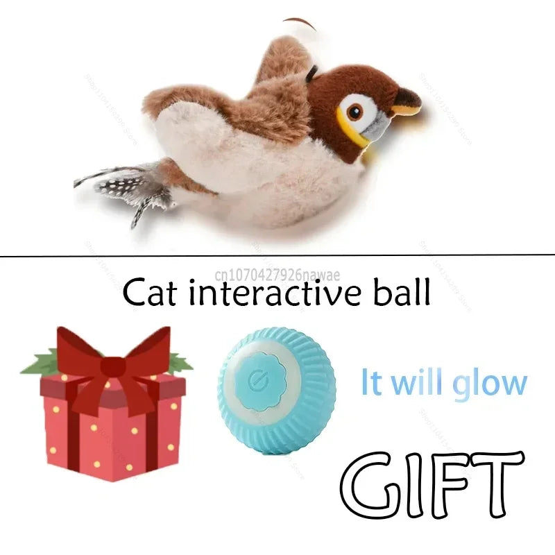 Rechargeable Chirping Bird Cat Toy with Catnip