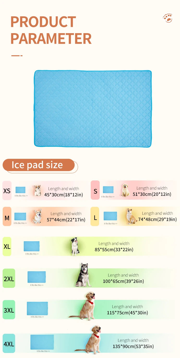 Washable Dog Cooling Mat with Ice Silk Fabric