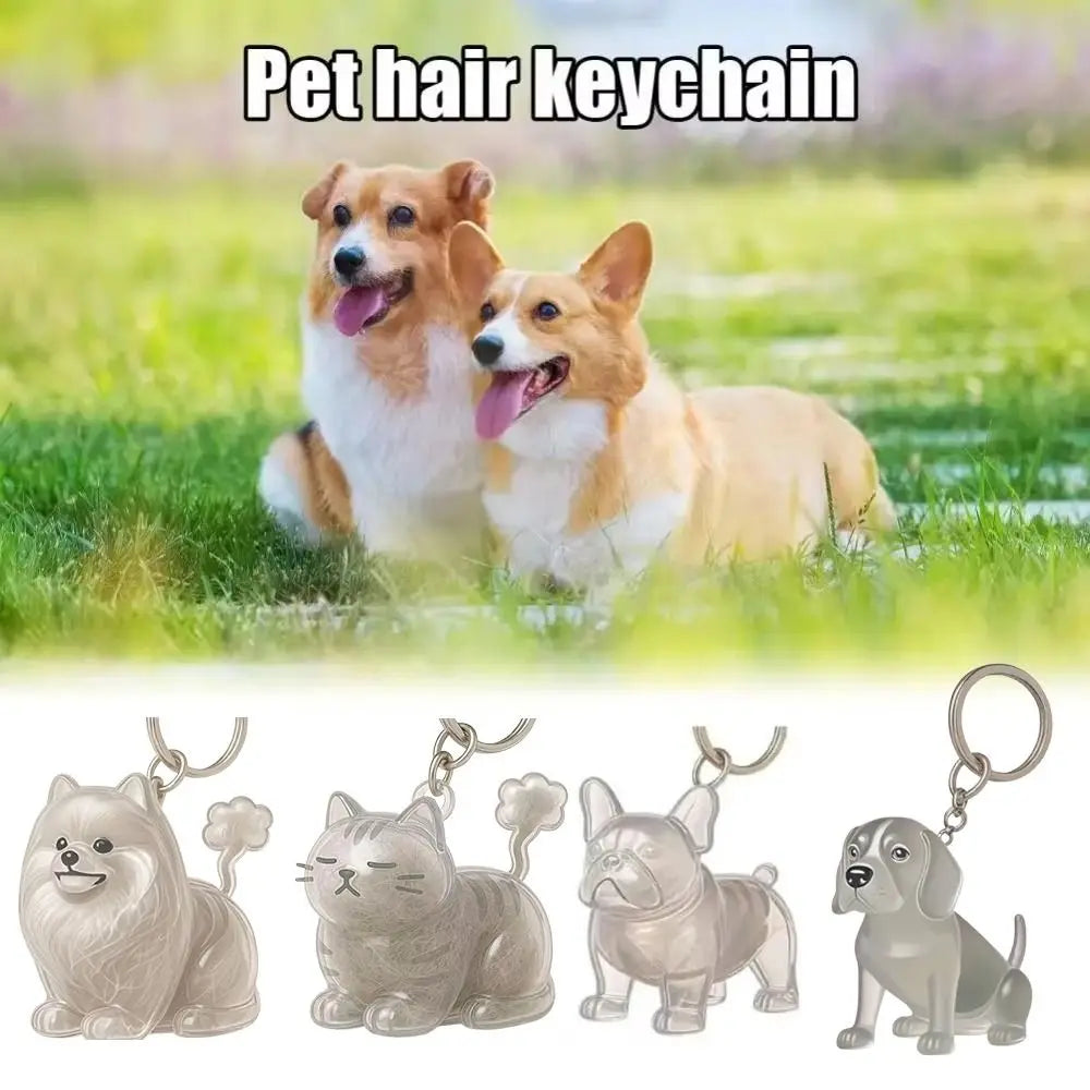 Pet Hair Storage Keychain – Transparent Dog & Cat Fur Keepsake Pendant