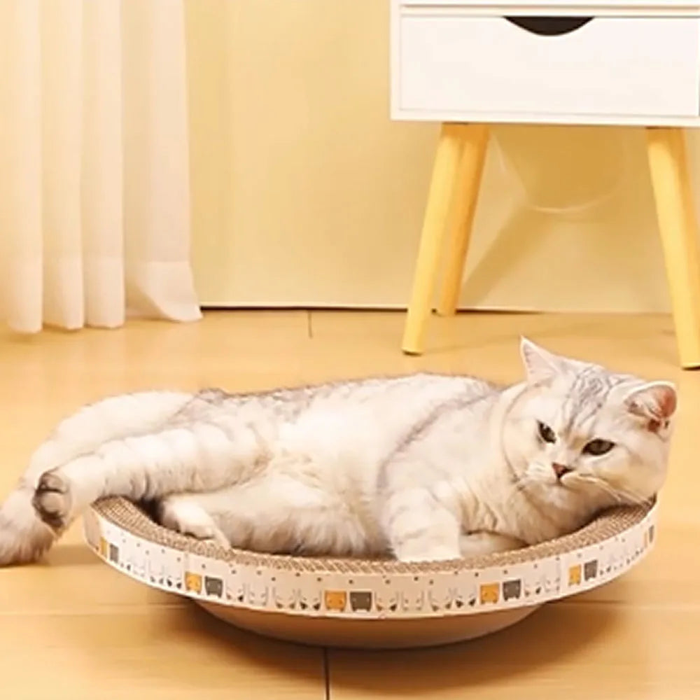 Oval Corrugated Cardboard Cat Scratcher Bed