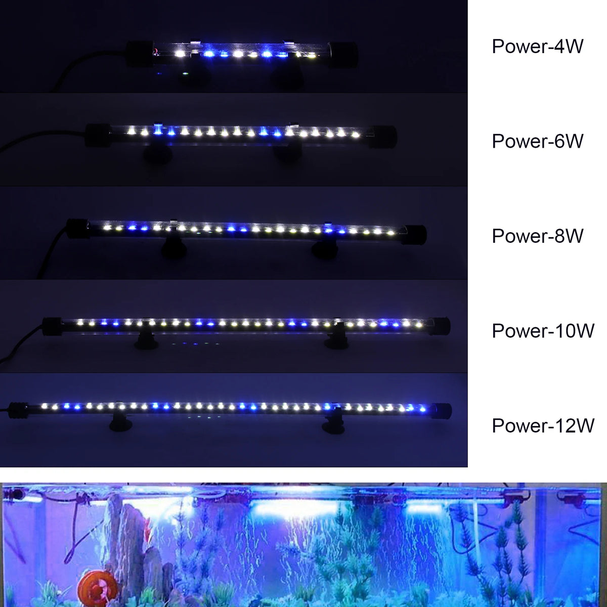 Submersible LED Aquarium Light with Blue and White Modes