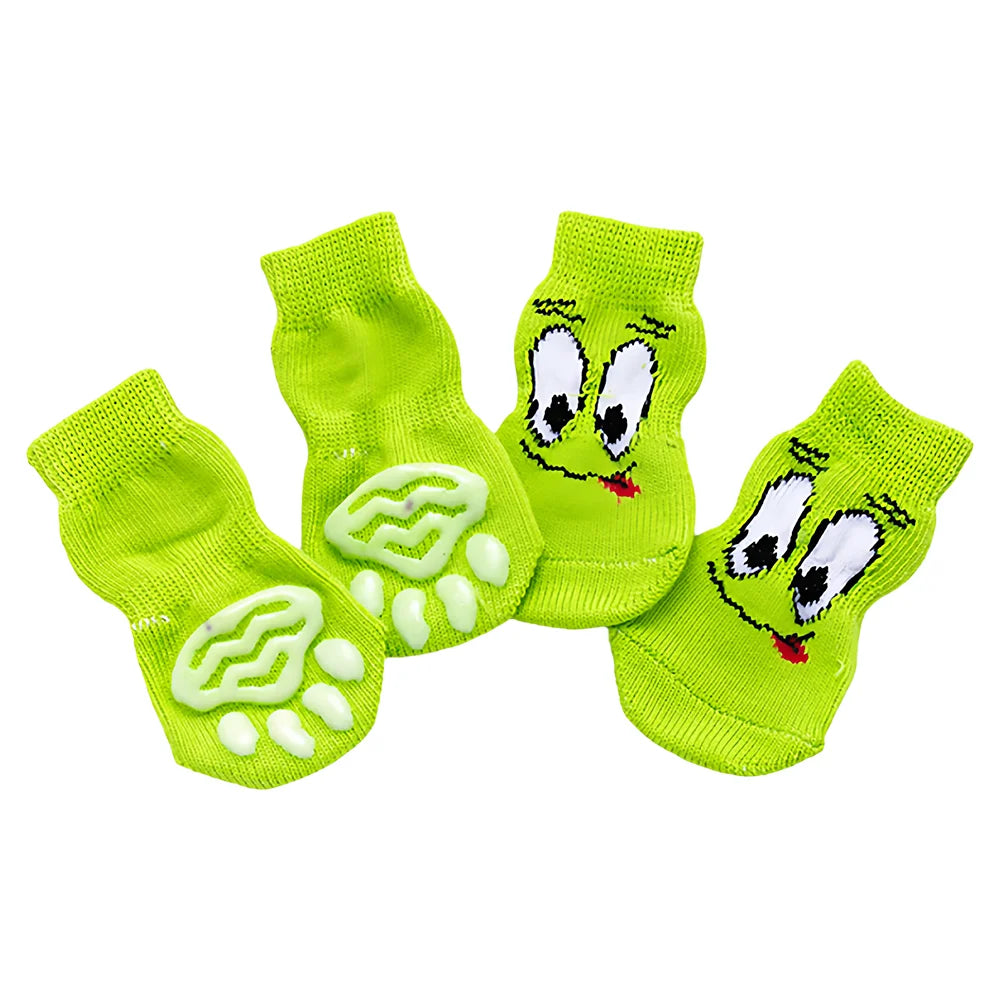 Non-Slip Cotton Pet Socks for Dogs & Cats (4-Pack)