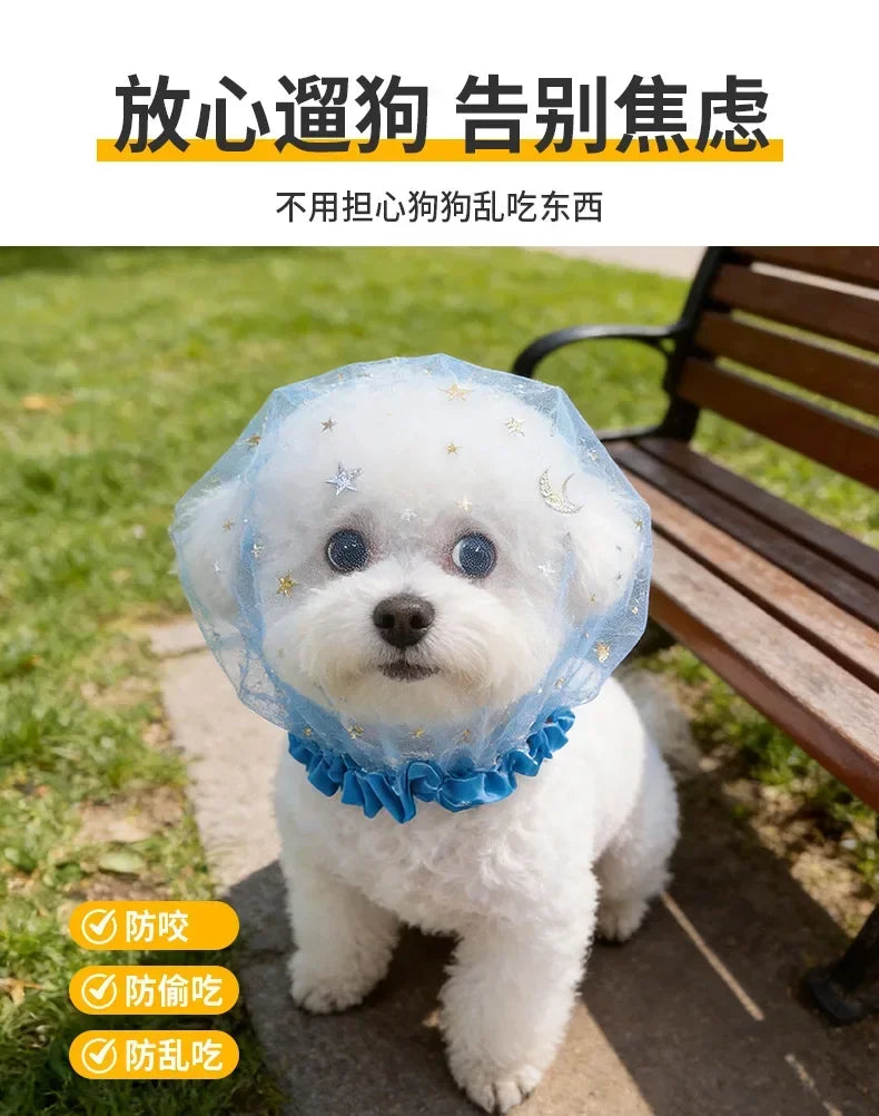 Breathable Star Tulle Dog Muzzle Cover for Outdoor Walks