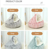 Winter Plush Round Cat Bed 2-in-1 Warm Cat House
