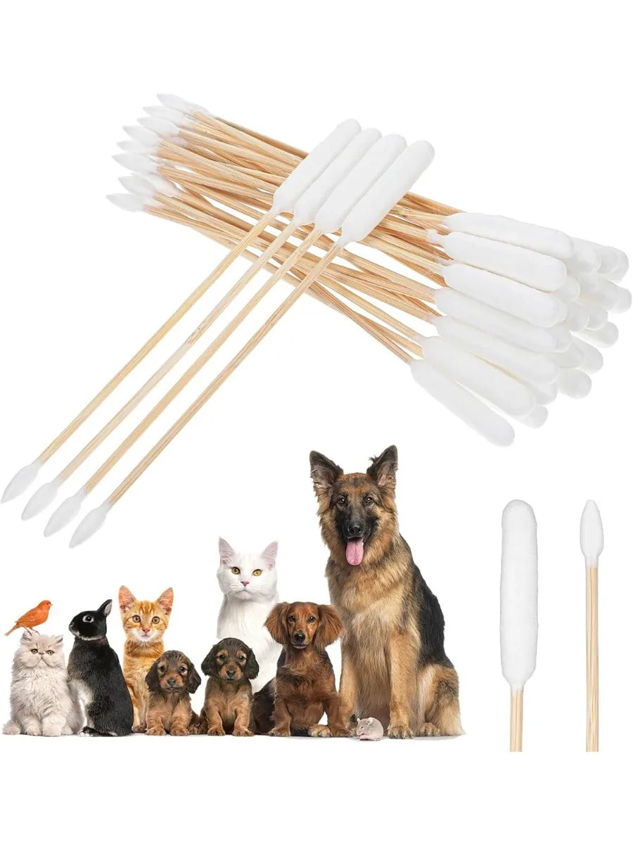 Extra-Long Double-Tipped Cotton Swabs for Pet Ear Care