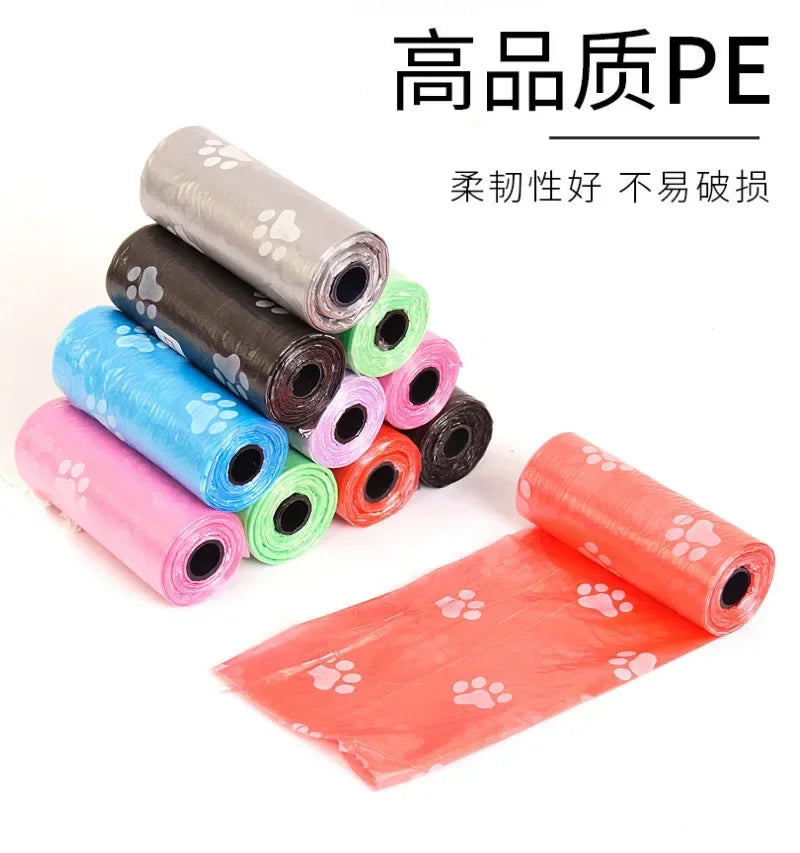 Disposable Dog Waste Bags with Bone-Shaped Dispenser and Leash Clip