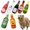 Fun Plush Bottle-Shaped Dog Toys with Squeakers